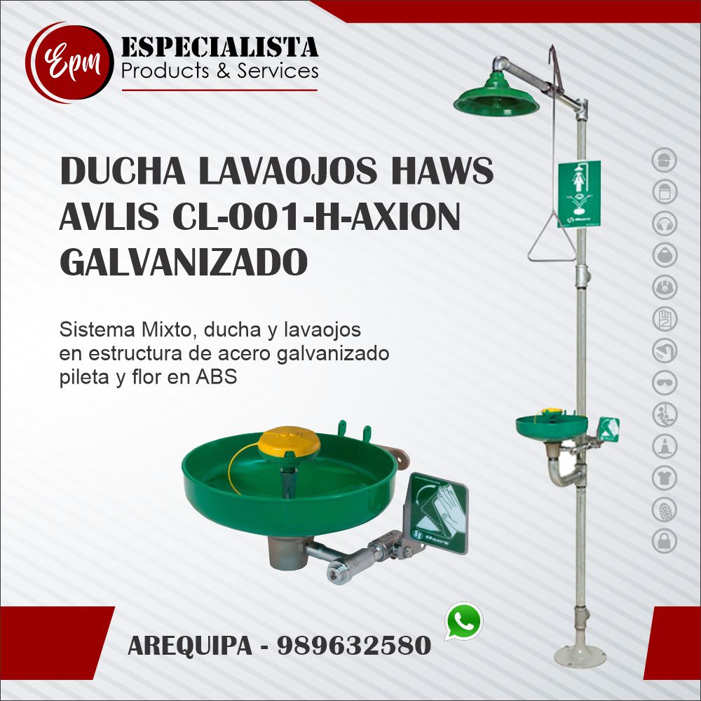 Ducha Lavaojos HAWS AVLIS CL H AXION GALVANIZADO Venta de Equipo de Protección Personal